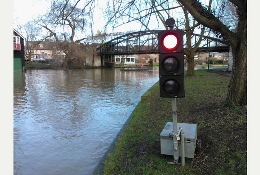 Traffic lights on the River Cam Cambridge